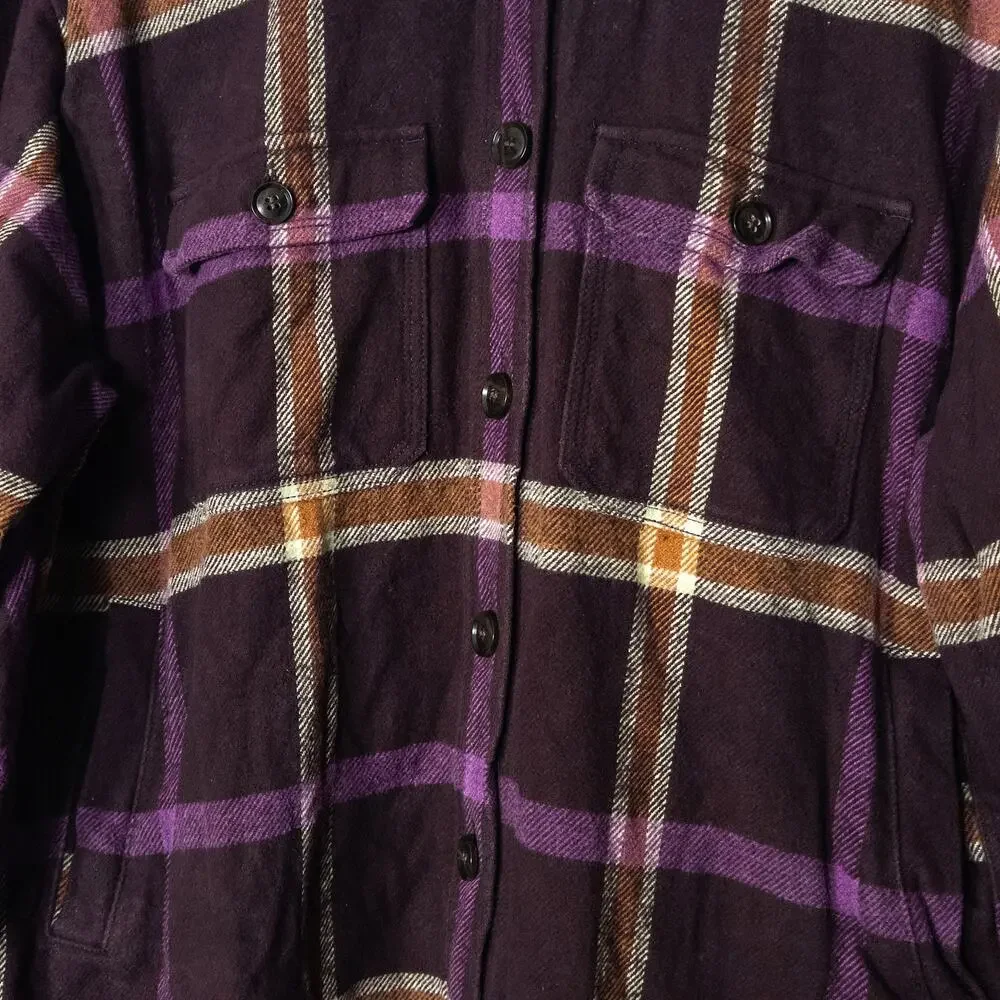 Madewell Rigby Plaid Shacket Purple Orange XL Oversized Heritage Layer - Picture 5 of 11